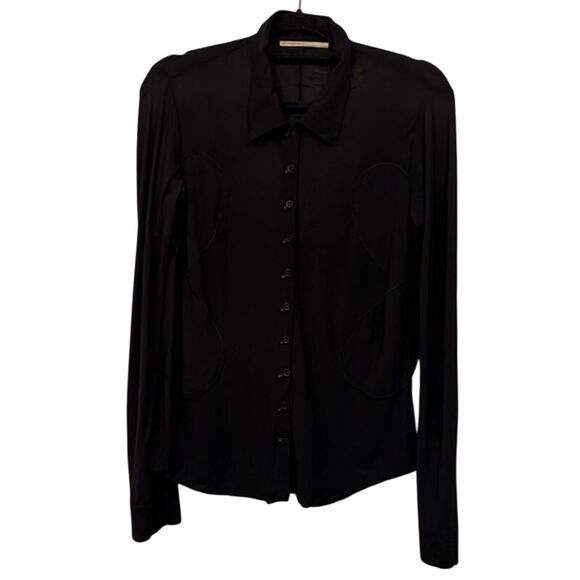 Marithe Francois Girbaud Womens Top Button Up Long Sleeve Size 6 Y2K Black - Picture 1 of 13